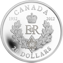 2012 Canada $20 Queen's Diamond Jubilee - Royal Cypher Silver (No Tax)
