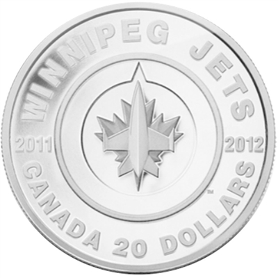 RDC 2011 Canada $20 Winnipeg Jets Fine Silver Coin (No Tax) Impaired