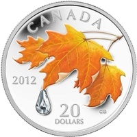 2012 Canada $20 Maple Leaf Crystal Raindrop Fine Silver