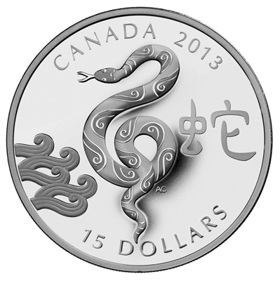 2013 Canada $15 Zodiac Year of the Snake Fine Silver Coin (TAX Exempt)