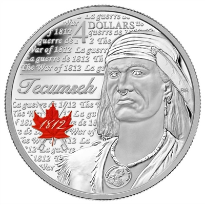 2012 Canada $4 Heroes of 1812 - Tecumseh Fine Silver (No Tax).