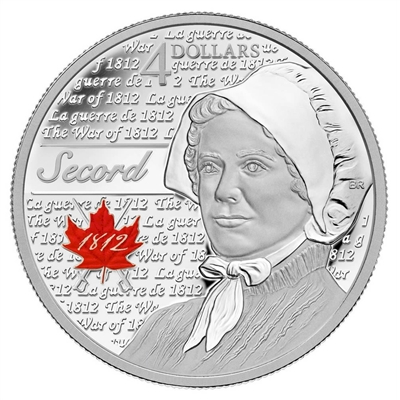 2013 Canada $4 Heroes of 1812 - Laura Secord Fine Silver (No Tax)