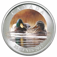 2013 Canada 25-cent Ducks of Canada - Mallard Coloured Coin
