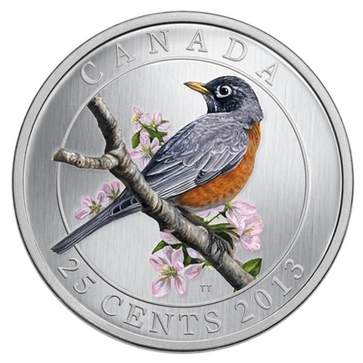 2013 25-cent Birds of Canada - American Robin