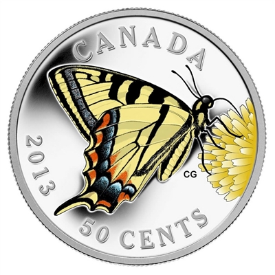 RDC 2013 50ct Butterflies of Canada - Tiger Swallowtail Silver Plated (impaired)