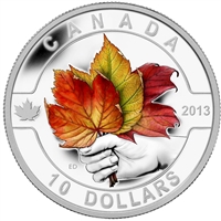 2013 $10 O Canada - Maple Leaf Coloured Fine Silver Coin (TAX Exempt)