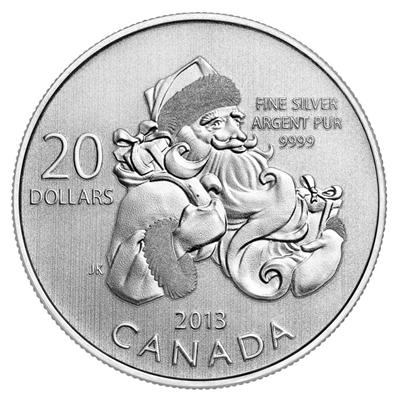 2013 Canada $20 for $20 #10 Santa Fine Silver (TAX Exempt)
