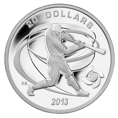 2013 Canada $20 Baseball - Hitter Fine Silver Coin (TAX Exempt)