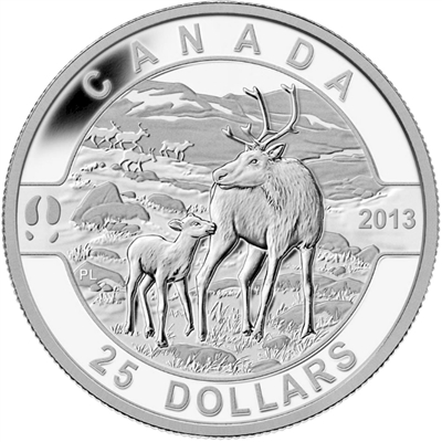 RDC 2013 $25 O Canada - The Caribou Fine Silver (No Tax) discoloured sleeve