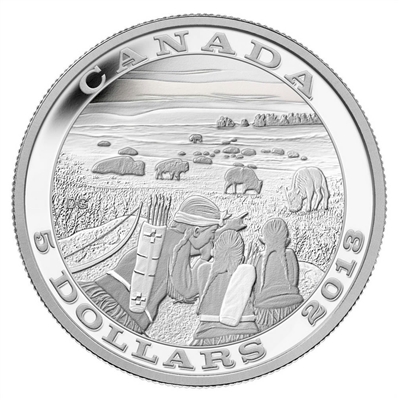 RDC 2013 Canada $5 Tradition of Hunting - Bison Fine Silver (No Tax) scratched capsule