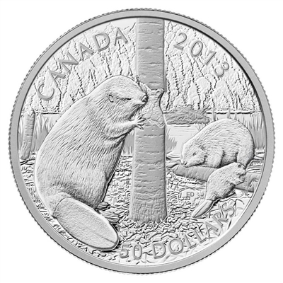RDC 2013 Canada $50 The Beaver 5oz. Fine Silver Coin (No Tax) Impaired