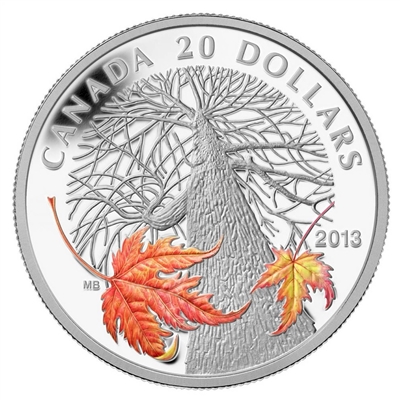 2013 $20 Canadian Maple Canopy - Autumn (#2) Fine Silver (No Tax)