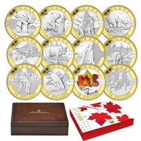 2013 $10 O Canada 12-coin Silver with Selective Gold Plating (No Tax)