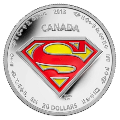 RDC 2013 Canada $20 Superman's Shield Fine Silver (No Tax) Scratched