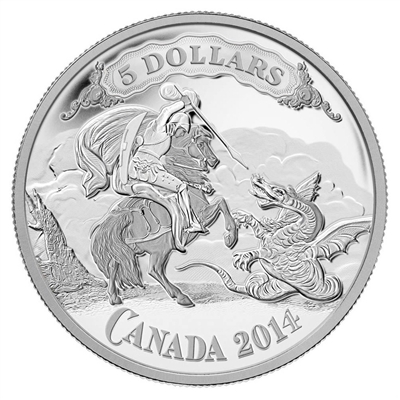 2014 $5 Canadian Bank Notes: Saint George Slaying the Dragon (No Tax)