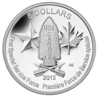 2013 Canada $5 Devil's Brigade Fine Silver Coin (TAX Exempt)