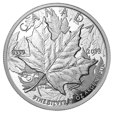 2013 Canada $5 Piedfort 25th Ann. of the Silver Maple Leaf (No Tax)