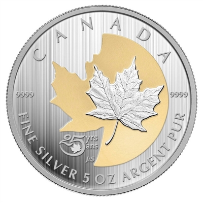 2013 Canada $50 25th Anniversary Silver Maple Leaf 5oz Silver (No Tax)