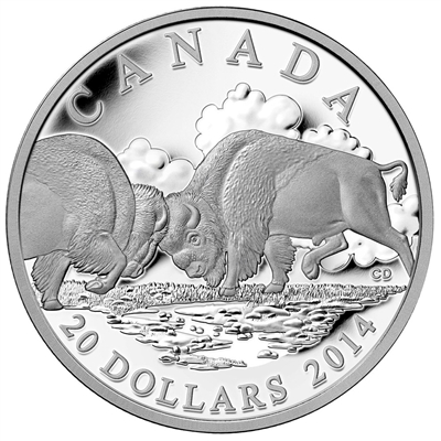 2014 Canada $20 The Bison: The Fight (#3) Fine Silver (No Tax)