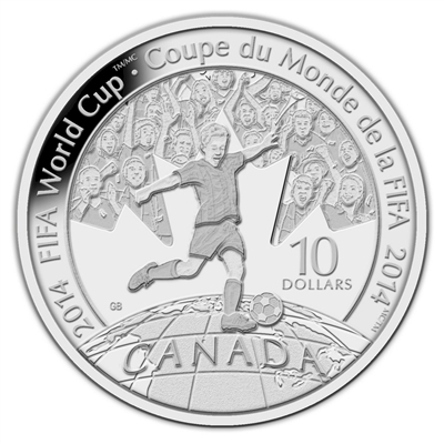 RDC 2014 Canada $10 2014 FIFA World Cup Fine Silver (No Tax) Impaired
