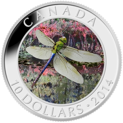 RDC 2014 Canada $10 Dragonfly - Green Darner Fine Silver (No Tax) Impaired