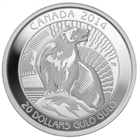2014 $20 Untamed Canada - Wolverine Fine Silver (No Tax)