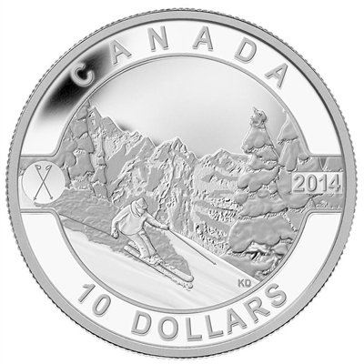 2014 $10 O Canada - Skiing Canada's Slopes Fine Silver (No Tax)