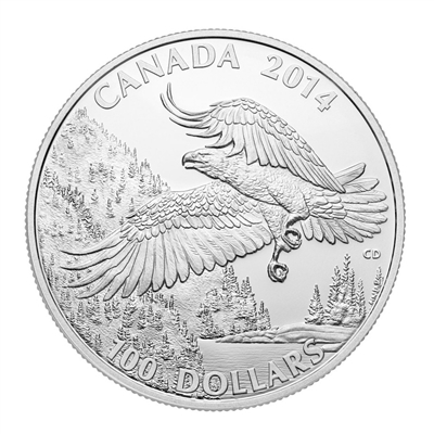 2014 Canada $100 Majestic Bald Eagle ($100 for $100) Fine Silver (No Tax)