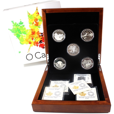 2014 O Canada $25 5-Coin Set in Deluxe Wooden Box