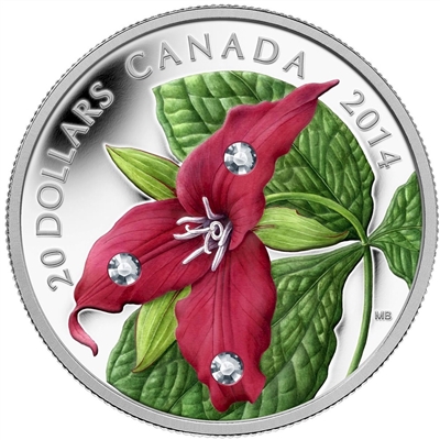 RDC 2014 Canada $20 Red Trillium with Crystal Dew Drops (scratched capsule)