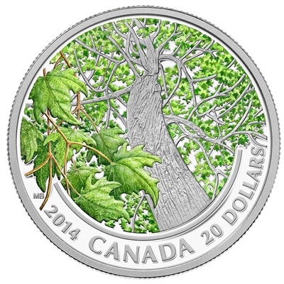 RDC 2014 $20 Canadian Maple Canopy - Spring Splendour Fine Silver (No Tax) impaired