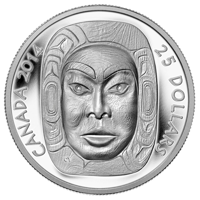 RDC 2014 Canada $25 Matriarch Moon Mask Fine Silver Coin (No Tax) scratched capsule