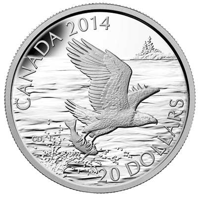 RDC 2014 Canada $20 Bald Eagle Fine Silver (No Tax) toned