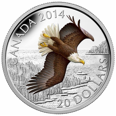 2014 Canada $20 Soaring Bald Eagle Fine Silver (TAX Exempt)
