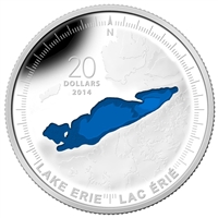 2014 Canada $20 The Great Lakes - Lake Erie (#3) Silver (No Tax)