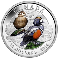 2014 $10 Ducks of Canada - Harlequin Duck Fine Silver Coin (TAX Exempt)