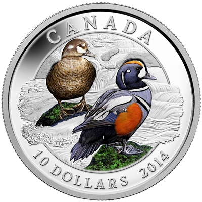 RDC 2014 $10 Ducks of Canada - Harlequin Duck Fine Silver (No Tax) Impaired