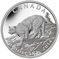 2014 Canada $20 Cougar: Atop A Mountain Fine Silver (TAX Exempt)