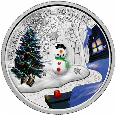 2014 Canada $20 Venetian Glass Snowman Fine Silver