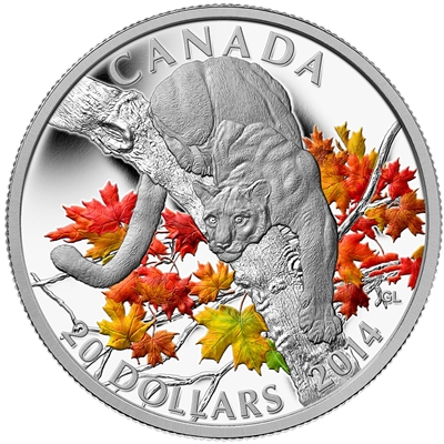 2014 Canada $20 Cougar - Perched on a Maple Tree Fine Silver (No Tax)