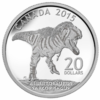 2015 $20 Canadian Dinosaurs: Albertosaurus Fine Silver (No Tax)