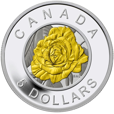 RDC 2014 $5 Flowers in Canada - Rose Silver and Niobium (No Tax) Scratched Capsule