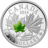 2014 Canada $20 Majestic Maple Leaves with Jade Fine Silver