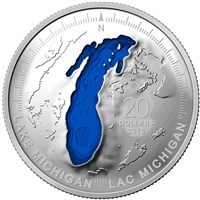 2015 Canada $20 The Great Lakes: Lake Michigan Fine Silver (No Tax)