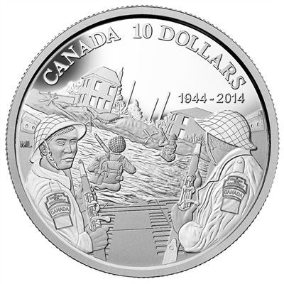 RDC 2014 Canada $10 70th Anniversary of D-Day Fine Silver (No Tax) Impaired