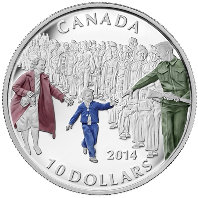 2014 Canada $10 "Wait for Me, Daddy" Fine Silver Coloured (No Tax)