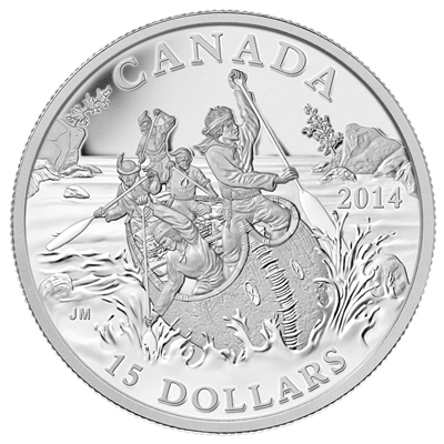 2014 $15 Exploring Canada - The Voyageurs Fine Silver (No Tax)