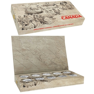 2014-2015 Canada $15 Exploring Canada 10-Coin Set in Display (No Tax)