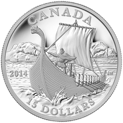 2014 $15 Exploring Canada - The Vikings Fine Silver (No Tax)