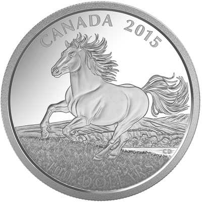 2015 $100 Canadian Horse ($100 for $100) Fine Silver (TAX Exempt)